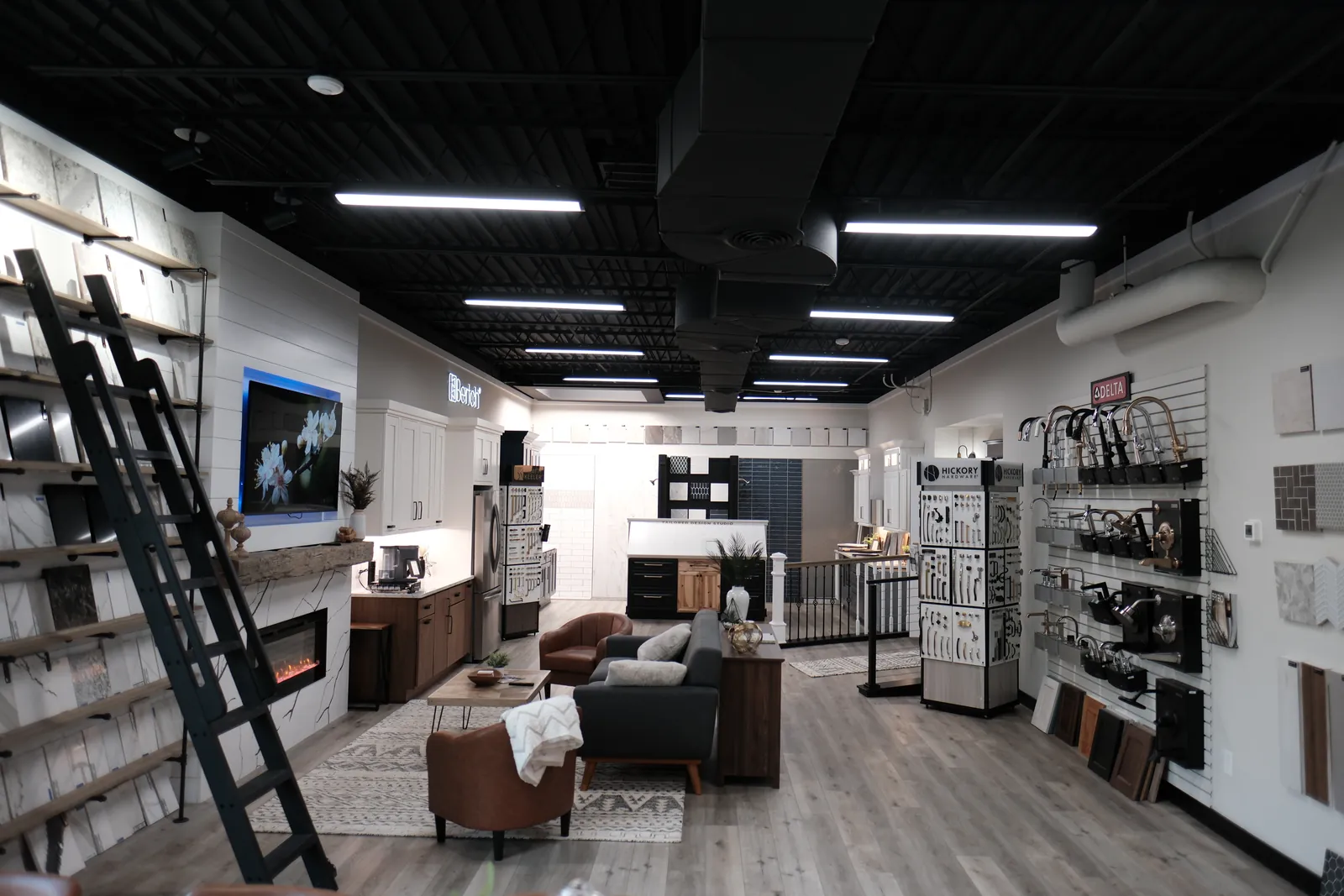 Inside the Teachout Builders design showroom — tile, hardware and cabinetry displays