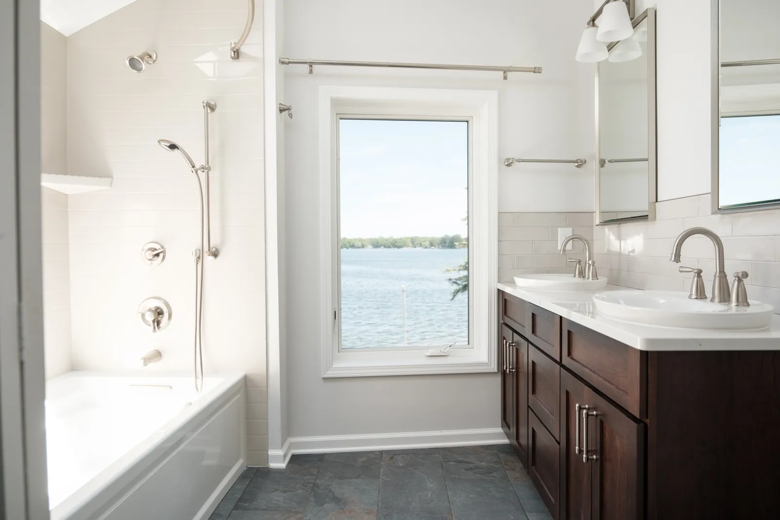 Refined bathroom remodel with natural light