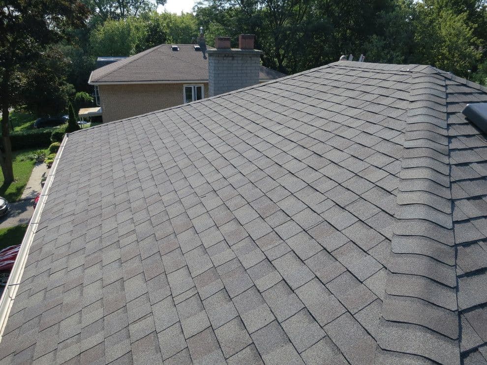 Completed asphalt shingle roof replacement